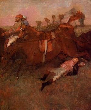 Scene from the Steeplechase: the Fallen Jockey Artwork by Edgar Degas