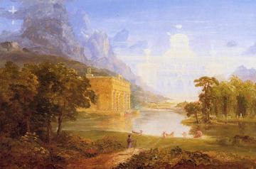 The Cross and the World: Study for 'The Pilgrim of the World on His Journey' Artwork by Thomas Cole
