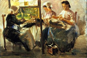 Brabant Lacemakers - Study with Three Figures [2nd version] Artwork by Max Liebermann