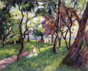 A Family In The Parc De Salvar Nièvre Artwork by Emmanuel de la Villéon