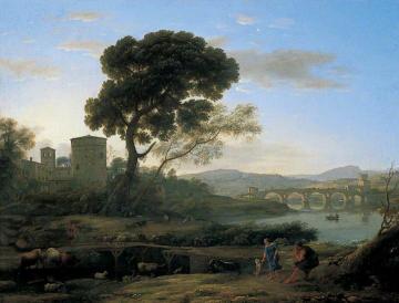 Landscape near Rome with a View of the Ponte Molle Artwork by Claude Lorrain