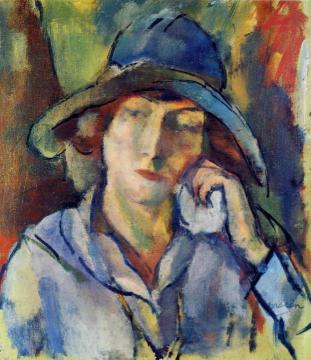 Hermine in a Blue Hat Artwork by Jules Pascin