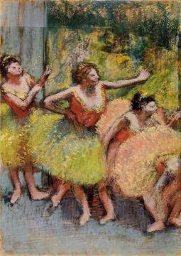 Dancers in Green and Yellow Artwork by Edgar Degas