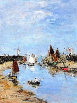 Trouville, The Jetties, Low Tide Artwork by Eugène-Louis Boudin