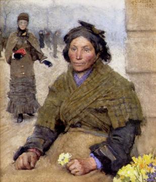 Flora, The Gypsy Flower Seller Artwork by Sir George Clausen