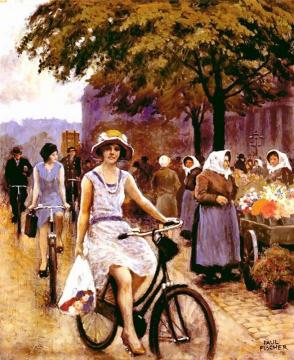Bicycling Girl Artwork by Paul Gustave Fischer