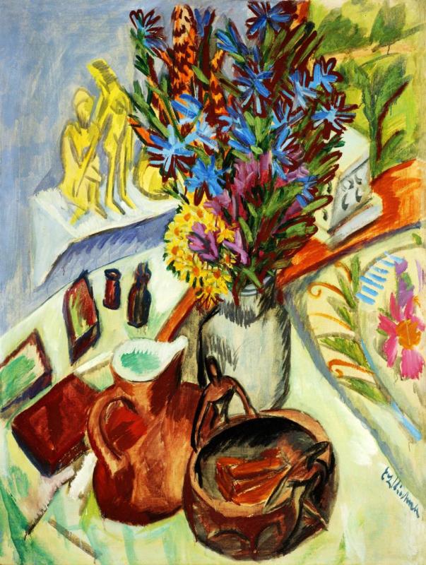 Still Life With Jar And Africa Cup Artwork by Ernst Ludwig Kirchner
