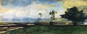 At Papara, Beb. 25th, 1891. Early Moonlight and Afterglow. From the Verandah of Tati's House Artwork by John La Farge