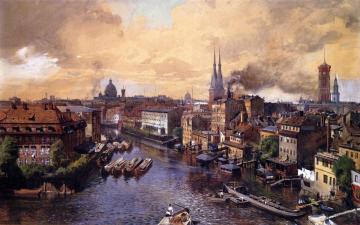 Overlooking The Spree In Old Berlin Artwork by Julius Jacob