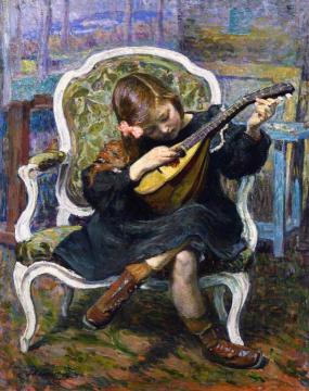 The LIttle Mandolin Player (Marthe Lebasque) Artwork by Henri Lebasque