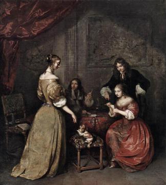 The Card Party Artwork by Caspar Netscher