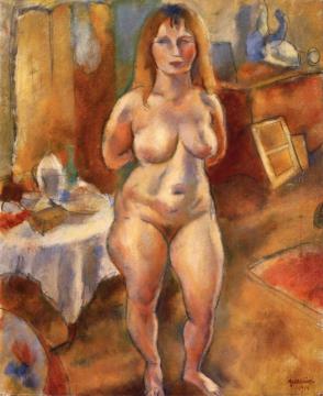 Standing Nude In The Studio Artwork by Jules Pascin