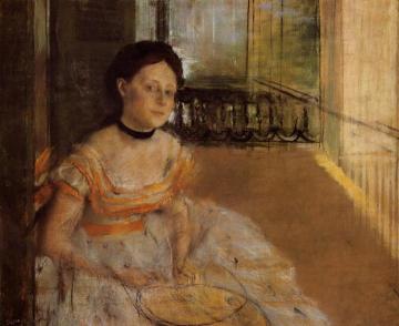 Woman Seated on a Balcony Artwork by Edgar Degas