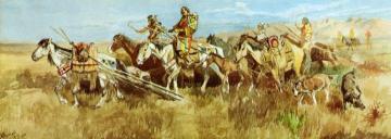 Indian Women Moving Camp Artwork by Charles Marion Russell