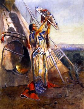 Sun Worship in Montana Artwork by Charles Marion Russell