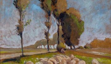 Shepherd and Sheep Artwork by Henri Edmond Cross