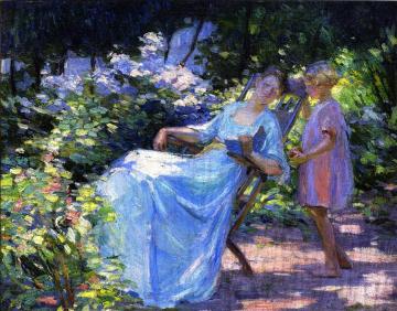 Mother And Daughter In A Garden Artwork by Catherine Wiley