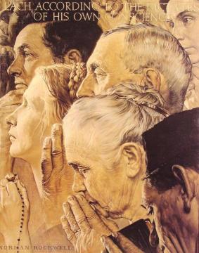 Freedom To Worship Artwork by Norman Rockwell