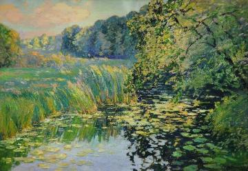 River Landscape - Arm of a River Artwork by Václav Radimský