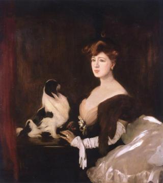 Marie Tempest With Koko, A Japanese Chin Artwork by Sir William Nicholson