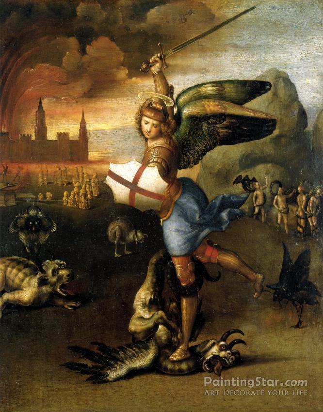 St Michael And The Dragon Artwork by Raphael