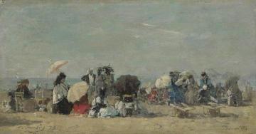 Beach Scene, Trouville Artwork by Eugène-Louis Boudin