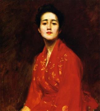 Study Of  Girl In Japanese Dress Artwork by William Merritt Chase