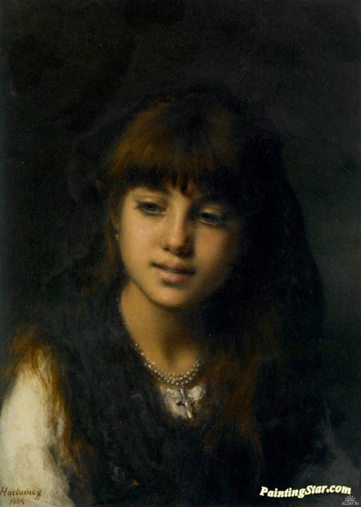 Portrait of a young girl Artwork by Alexei Harlamoff