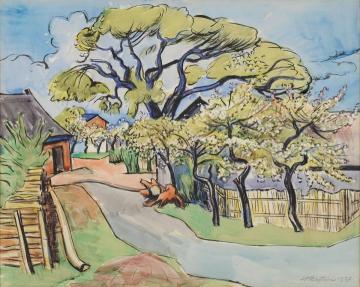Cherry Blossoms Artwork by Hermann Max Pechstein