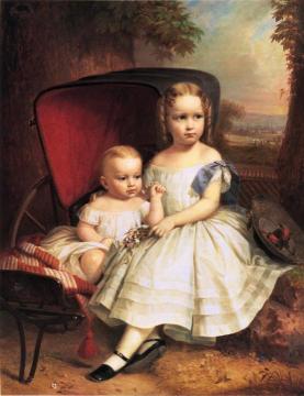 Portrait of Two Children, Helen and Alice Capron Artwork by William Ruthven Wheeler