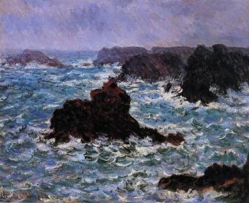 Belle-Ile, Rain Effect Artwork by Claude Oscar Monet