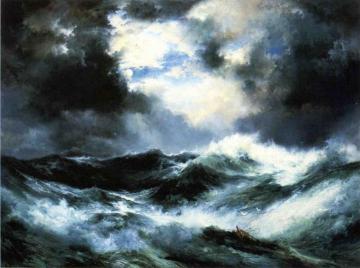 Moonlit Shipwreck at Sea Artwork by Thomas Moran
