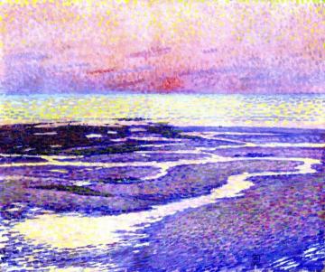 Beach at Low Tide: Evening Artwork by Theo van Rysselberghe