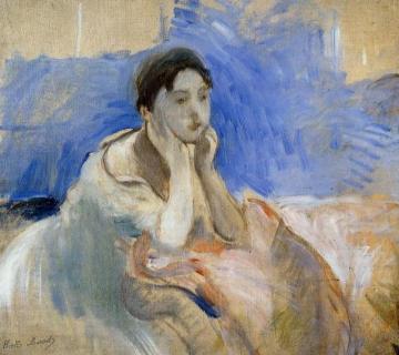 Young Woman Leaning on Her Elbows Artwork by Berthe Morisot