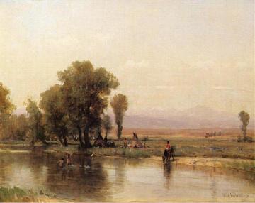 Encampment on The Platte River Artwork by Thomas Worthington Whittredge