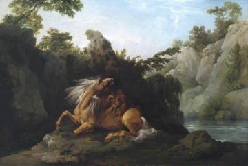 Horse Devoured by a Lion Artwork by George Stubbs