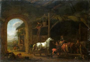 The Interior of a Stable Artwork by Abraham van Calraet