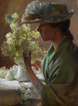 Lady with a Bouquet Artwork by Charles Courtney Curran