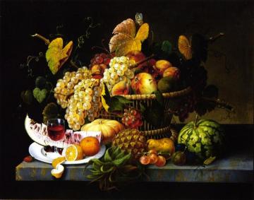 Still Life with Basket of Fruit Artwork by Severin Roesen
