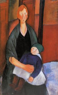 Seated Woman with Child Artwork by Amedeo Modigliani