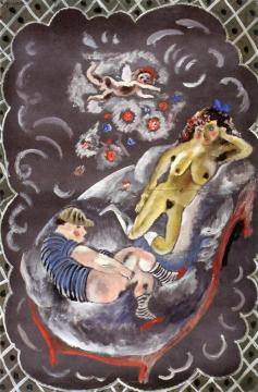 Two Figures and Cupid Artwork by Jules Pascin