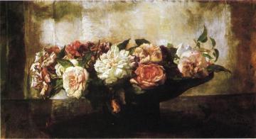 Roses in a Shallow Bowl Artwork by John La Farge