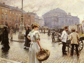 A View of Kongens Nytorv, Copenhagen Artwork by Paul Gustave Fischer