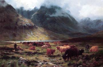Highland Cattle in a Glen Artwork by Louis Bosworth Hurt