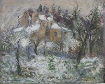 House in Pontoise in Snow Artwork by Gustave Loiseau
