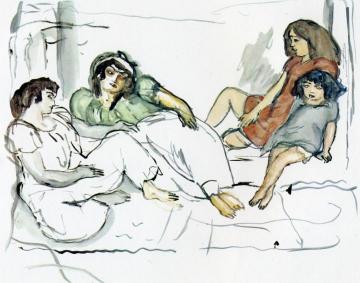 Woman and Children in the Orient Artwork by Jules Pascin