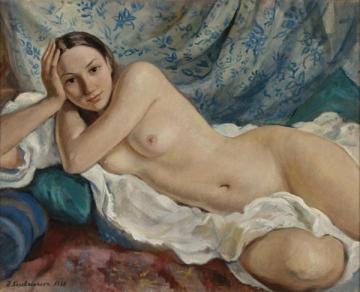 Reclining Nude Artwork by Zinaida Serebriakova