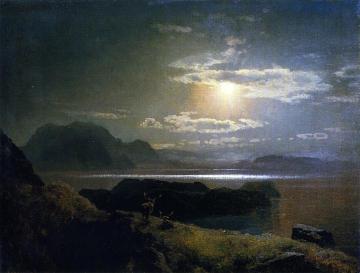 Elk In The Moonlight Artwork by Herman Herzog