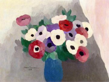 Anemones in a Blue Vase Artwork by Marie Laurencin