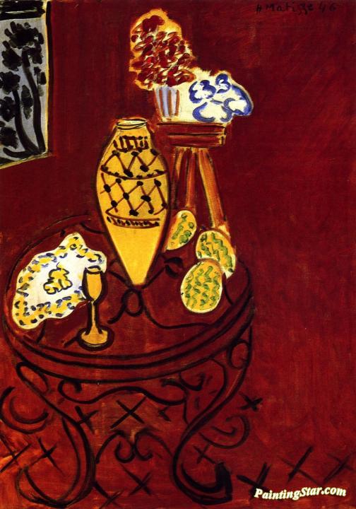 Interior in Venetian Red Artwork by Henri Matisse